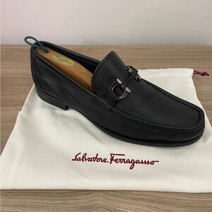 Salvatore Ferragamo Grandioso Pebbled Men’s Shoe Loafer Gancini bit Black 8.5 D